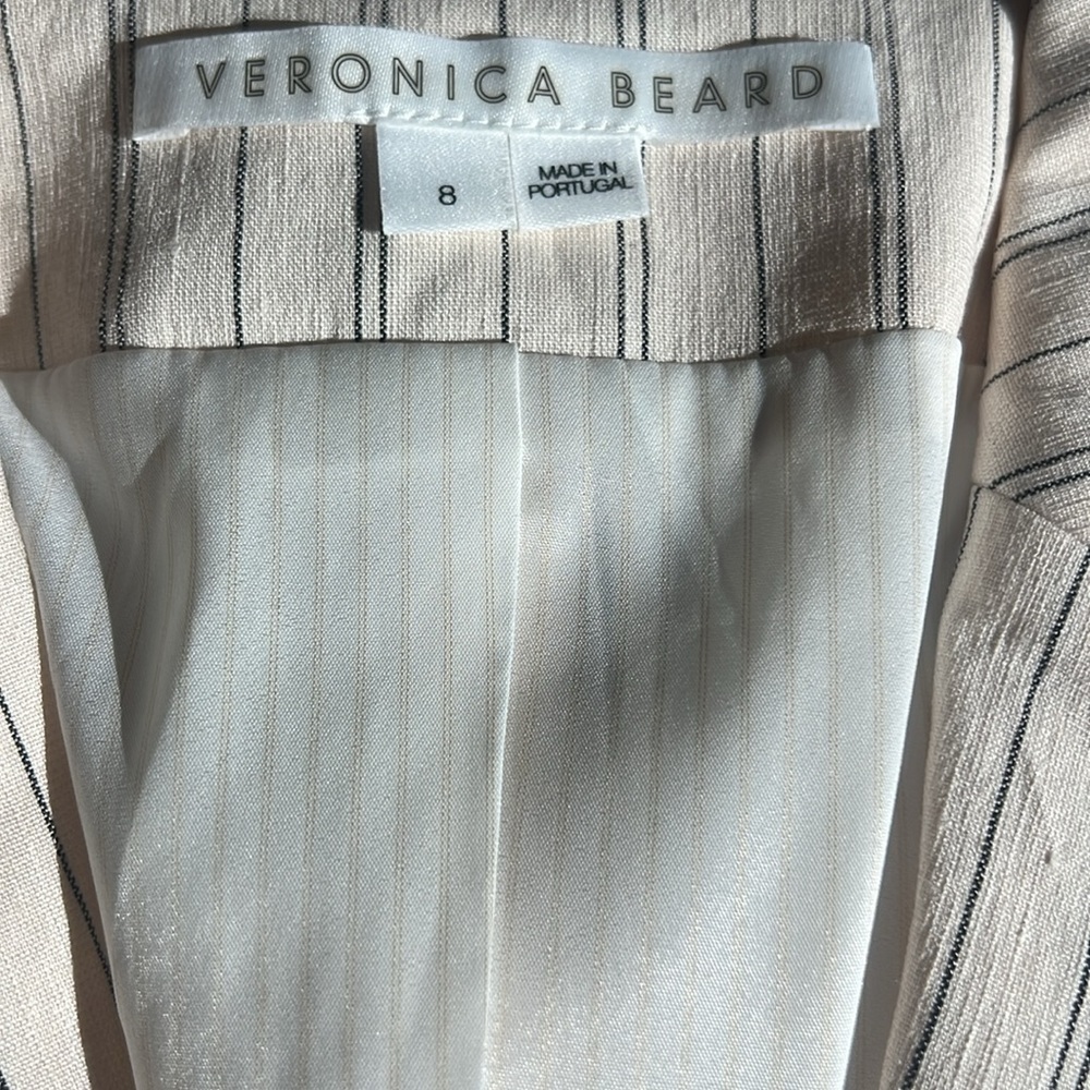 Veronica Beard Pinstriped Cropped Armada Linen Blend Jacket - Picture 8 of 10